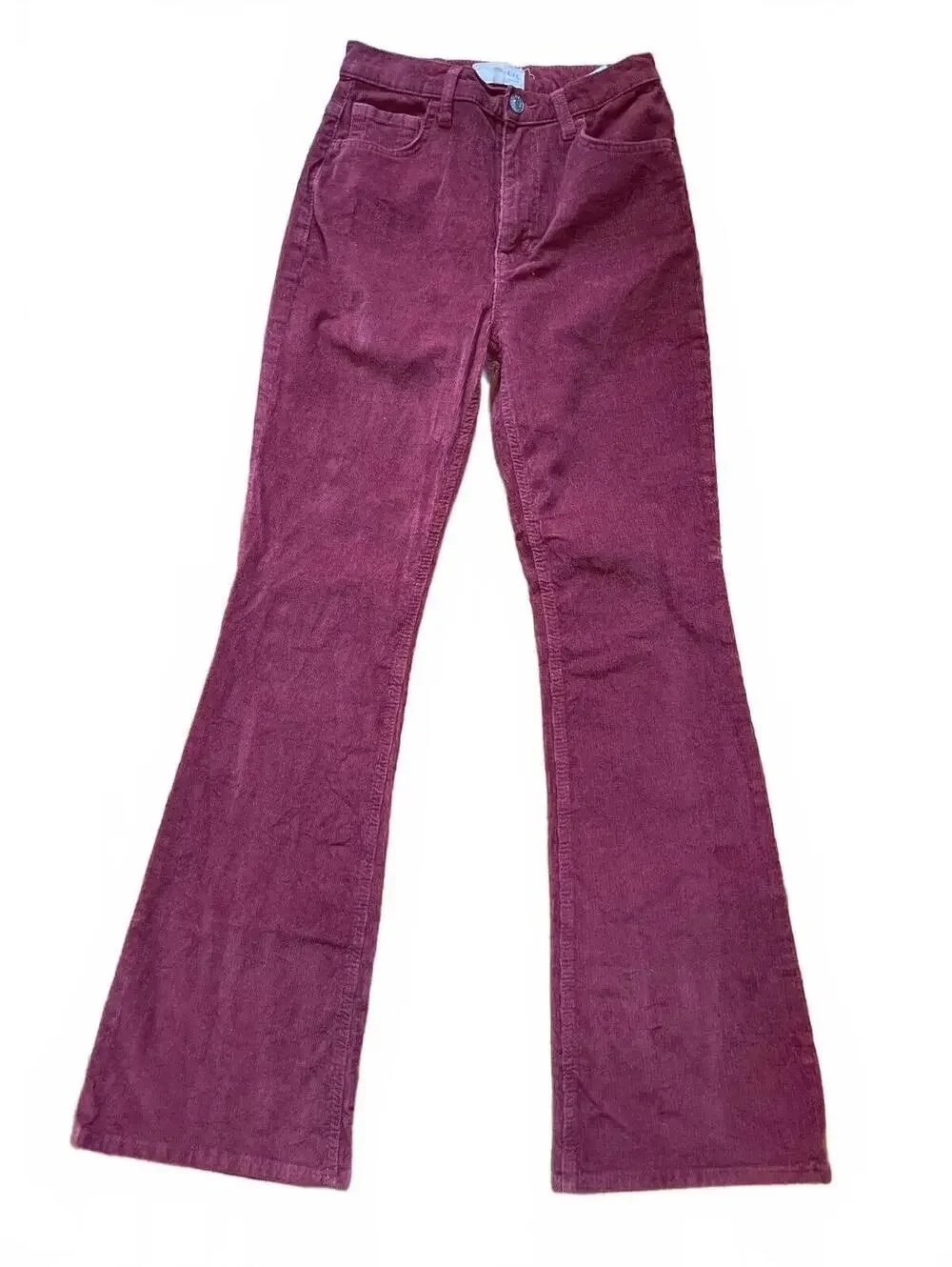 Current Elliott C/E Burnt Burgundy Corduroy Flare Pants Women's 26 Stretch